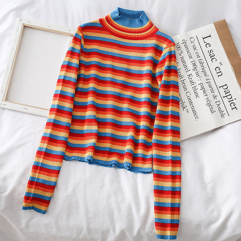 Rainbow Mock Neck Sweater