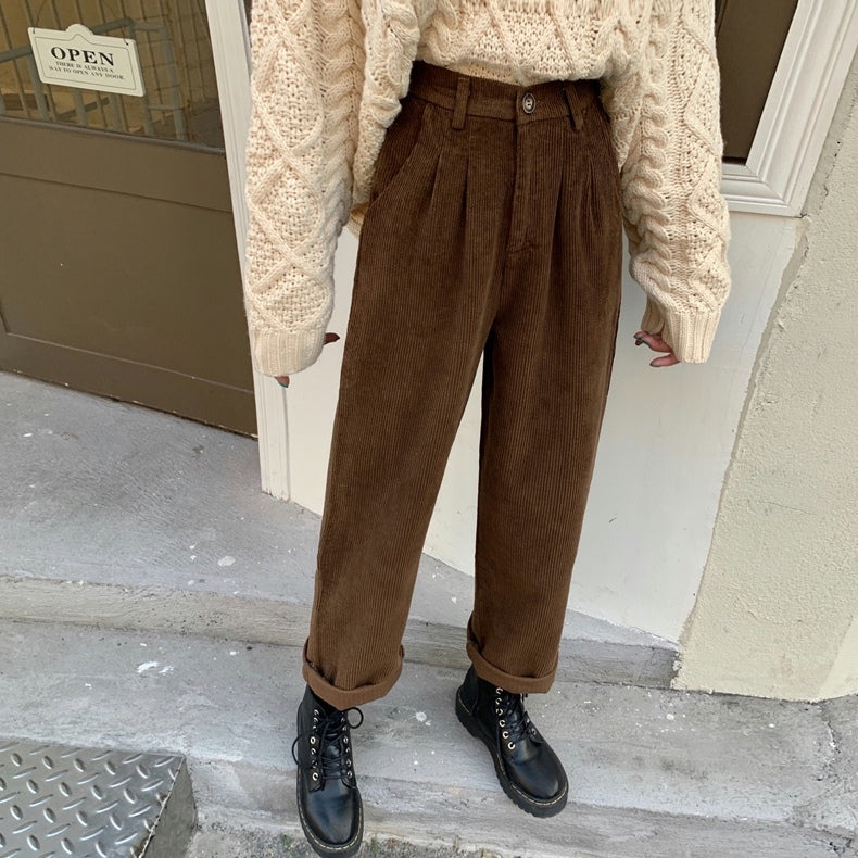 Pleated Corduroy Pants