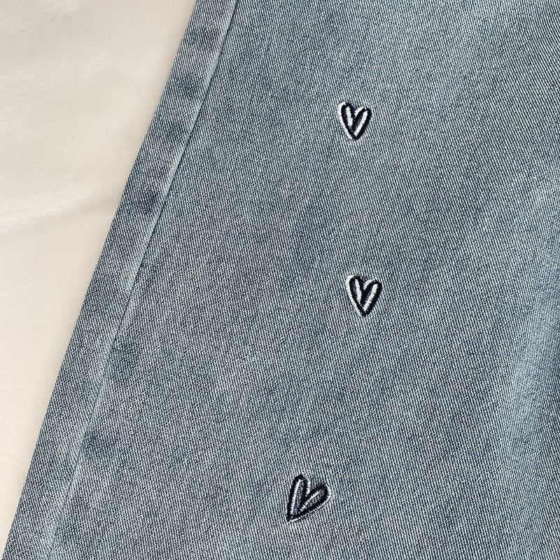 Doodle Hearts Embroidered Jeans