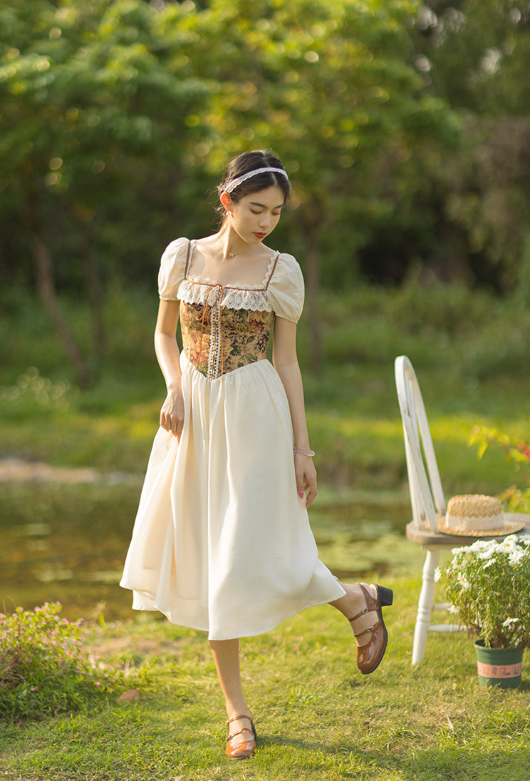 Rustic Floral Countryside Midi Dress