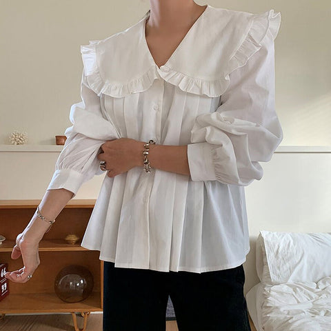 Camisa extragrande con cuello Peter Pan y botones