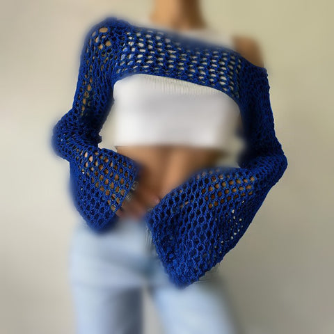 Hollow Out Crochet Knit Bolero Shrug