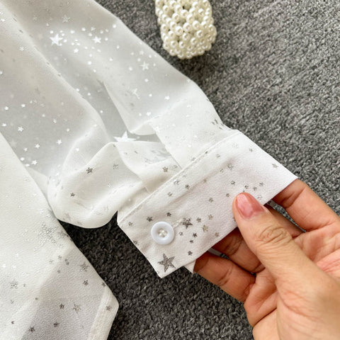 Sheer Starry Button Up Shirt