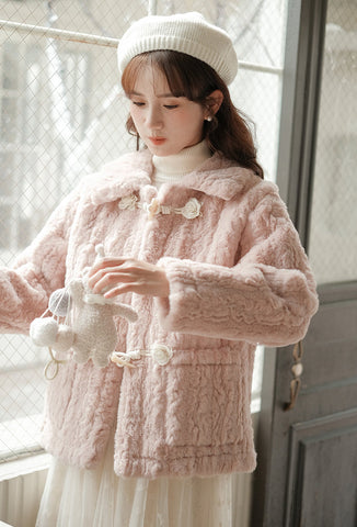 Abrigo de piel con botones Little Rose