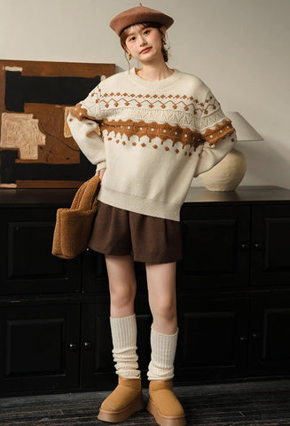Suéter Fair Isle color canela