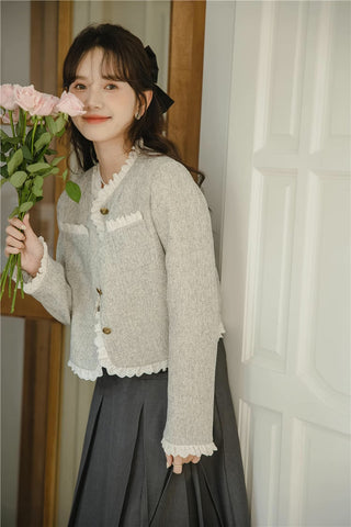 Lace Trim Tweed Jacket