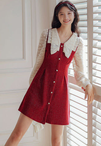 Lace Bow Sweater Dress