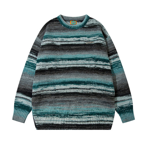 Vintage Color Block Striped Knit Sweater