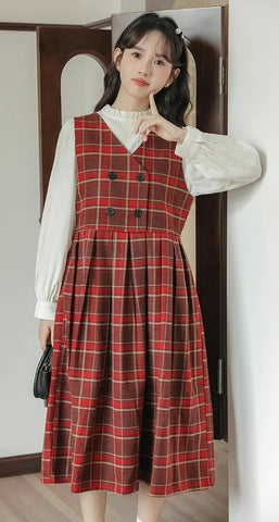 Biscuit Plaid Midi Dress