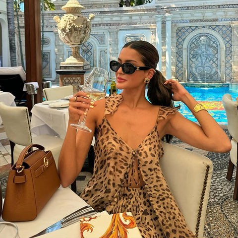 Leopard Print Shorts Vacation Two Piece Suit