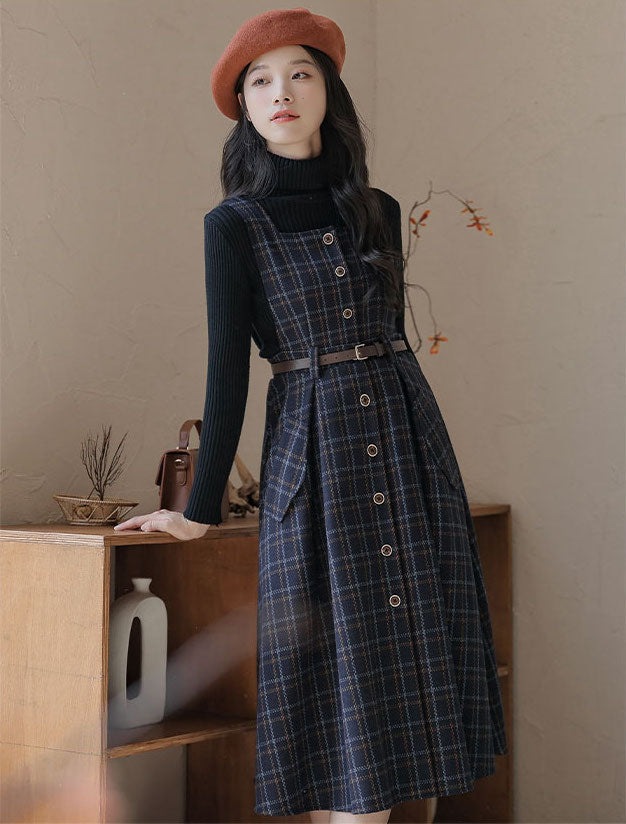 Vestido estilo pichi a cuadros con botones