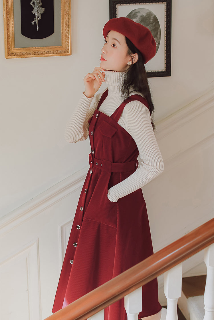 Corduroy Button Up Midi Dress