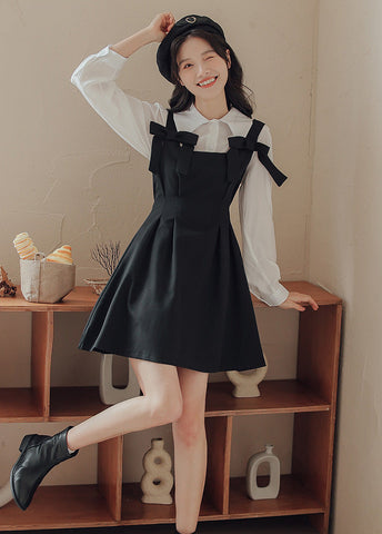 Little Bow Mini Pinafore Dress Set