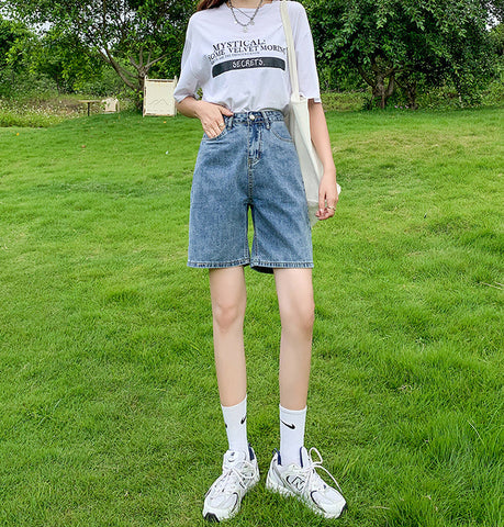 Rainbow Denim Bermuda Shorts