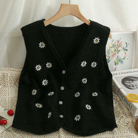 Embroidered Daisy Vest