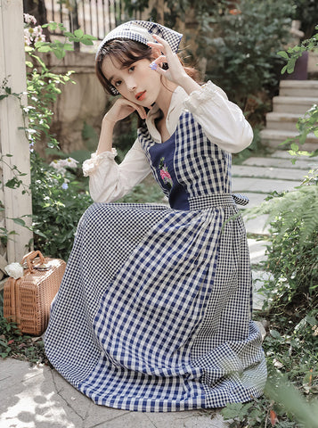 Gingham Pastures Twofer Midi Dress