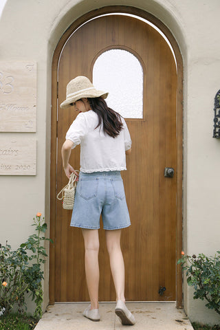 Tulip Tips Embroidered Shorts