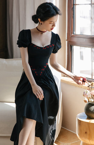 Onyx Rose Lace Up Dress