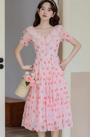 Strawberry Girl Midi Dress