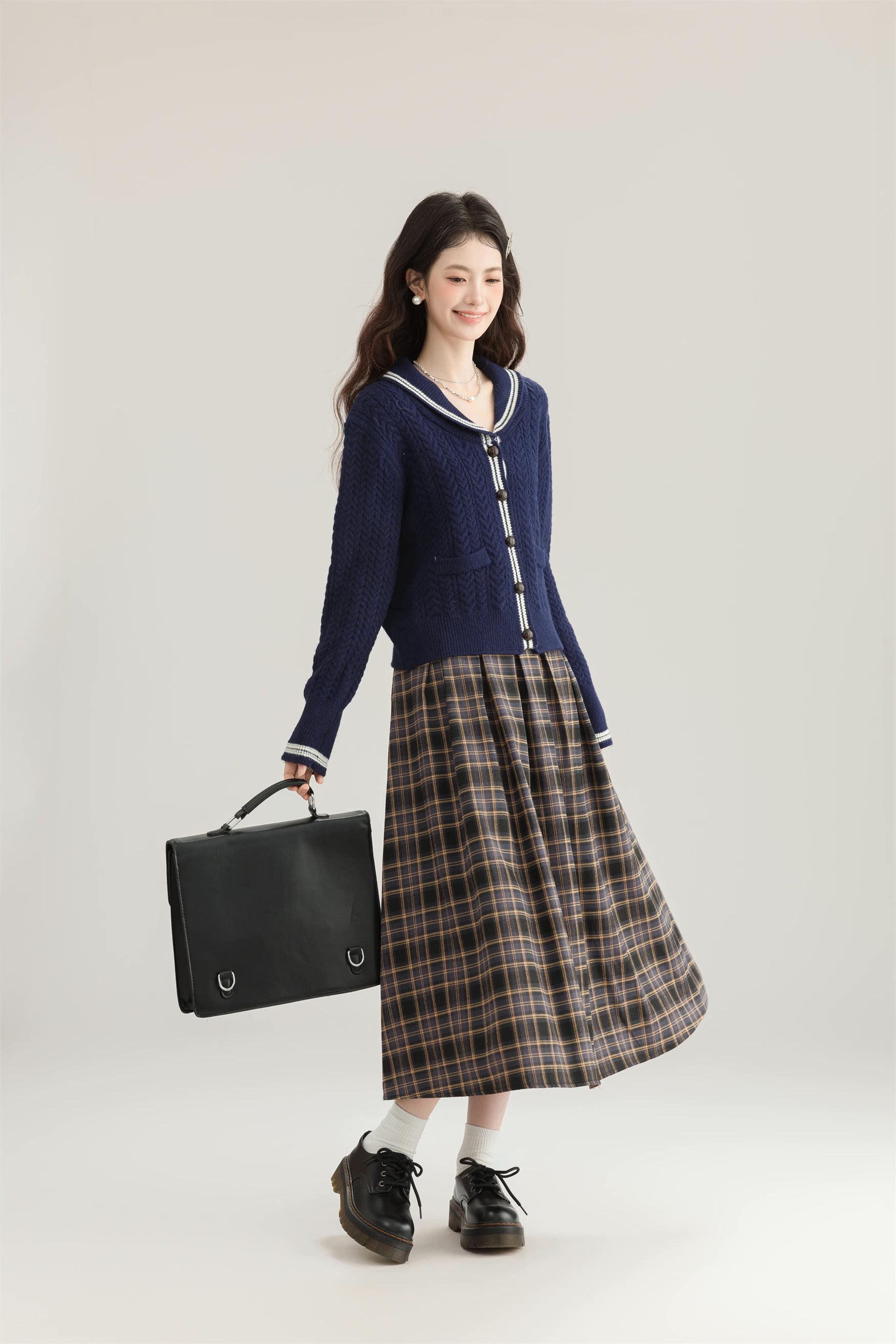 Autumnal Plaid Midi Skirt