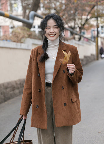 Corduroy Double Breasted Blazer Jacket