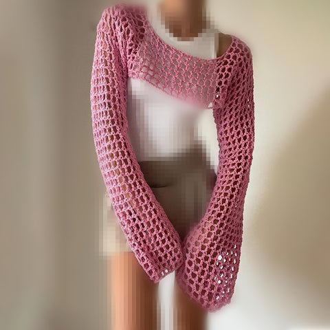 Bolero de punto de crochet hueco