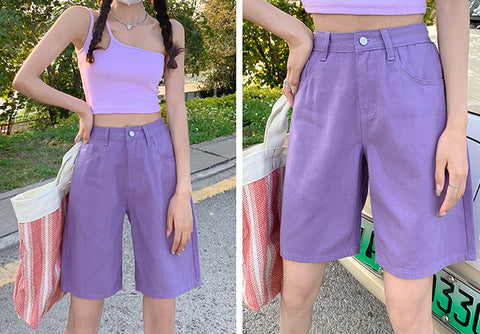 Rainbow Denim Bermuda Shorts