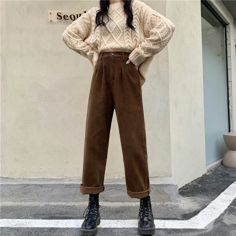 Pleated Corduroy Pants