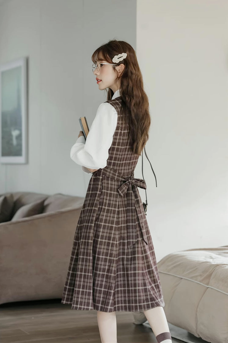 Cocoa Plaid Midi Dress