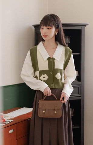 Chaleco retro Daisy con bloques de color y doble uso