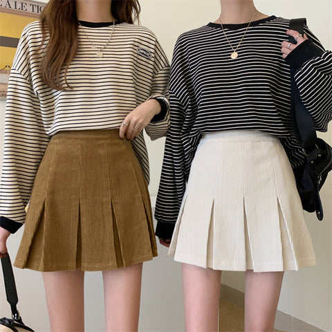 Corduroy Pleated Skirt