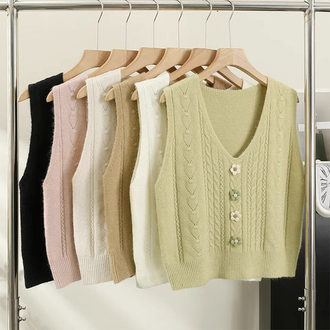 Matcha Pom Pom Daisy Vest