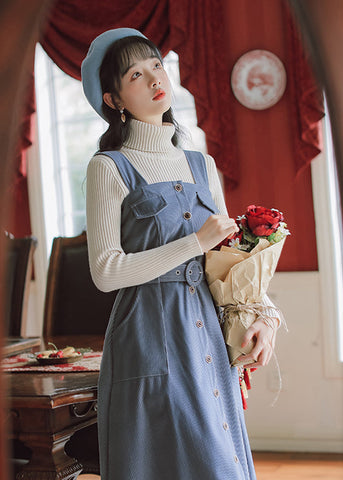 Corduroy Button Up Midi Dress