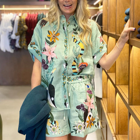 Piece Set Button Down Short Sleeve