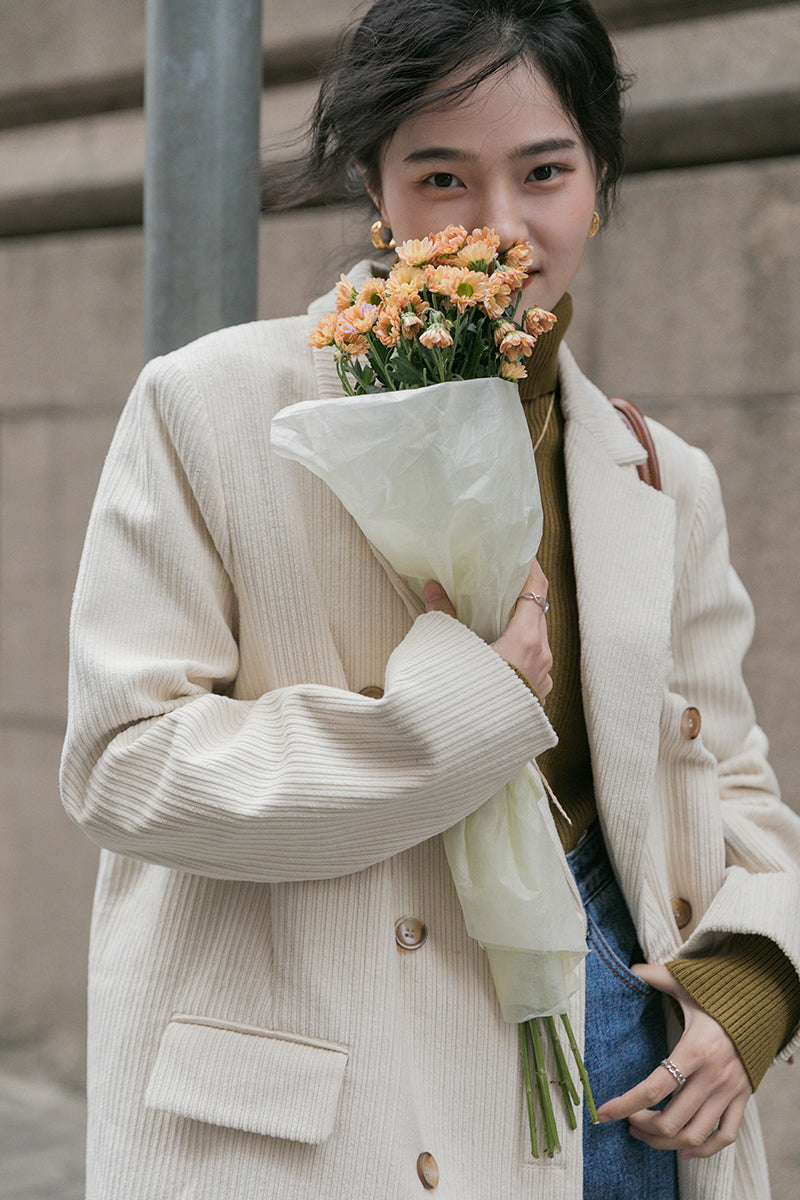 Corduroy Double Breasted Blazer Jacket