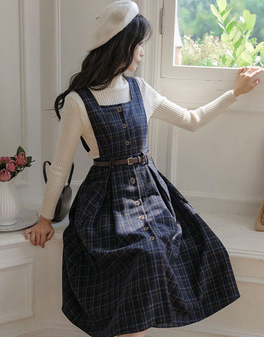 Vestido estilo pichi a cuadros con botones