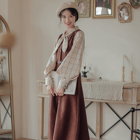 Button Up Suede Pinafore Dress