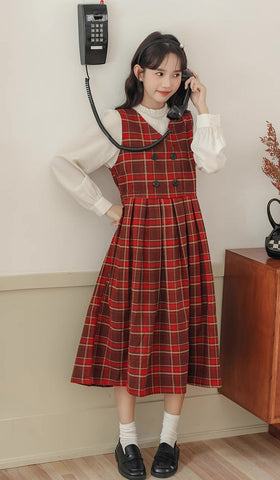 Biscuit Plaid Midi Dress