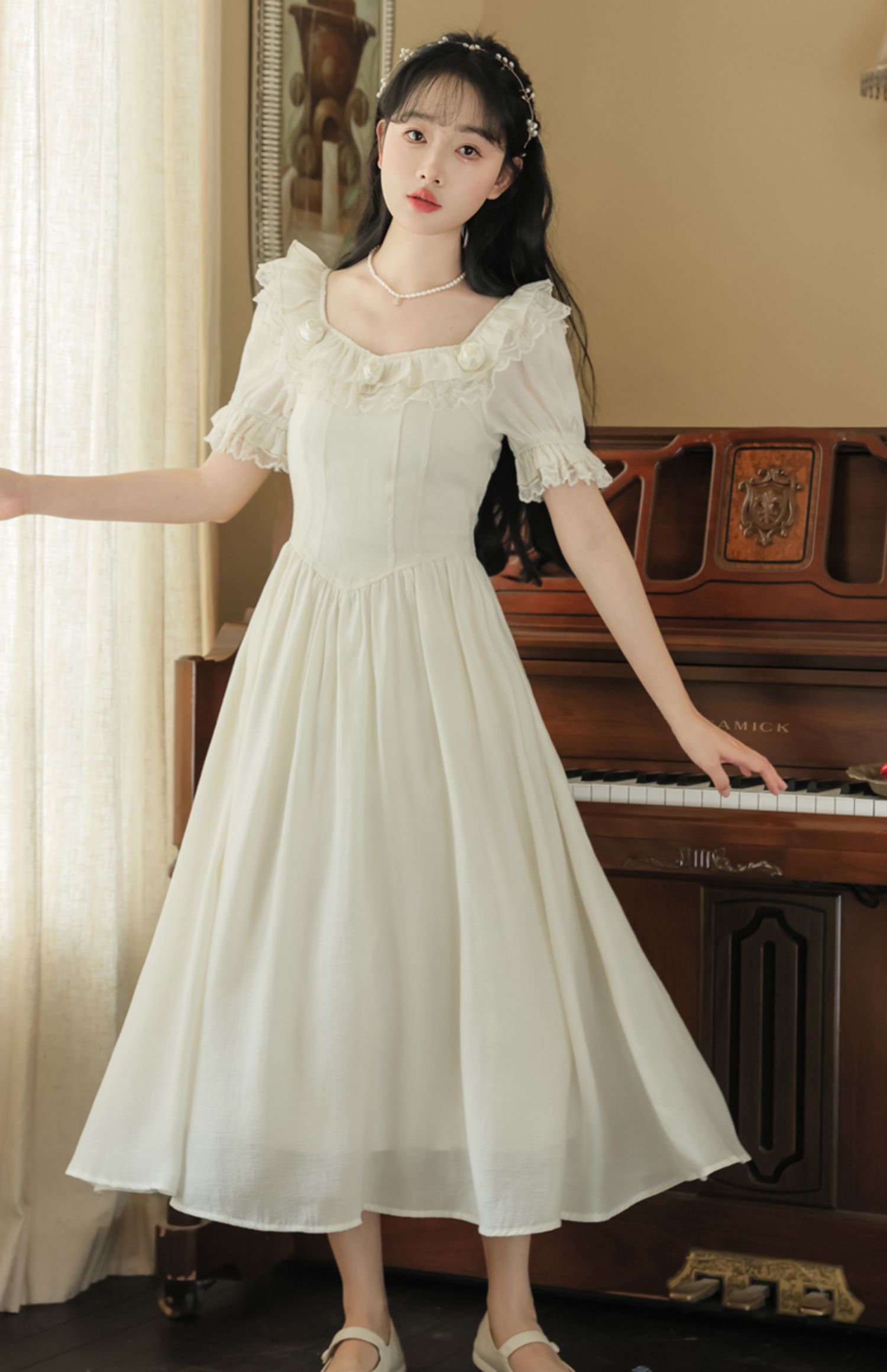 Blanc Rose Midikleid