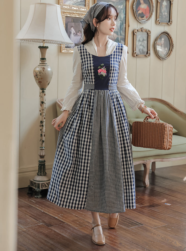 Gingham Pastures Twofer Midi Dress