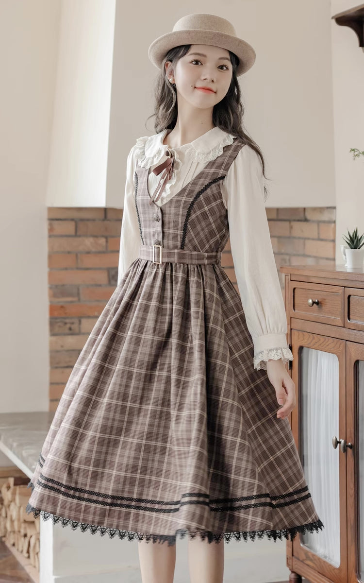 Mocca Plaid Midi Dress