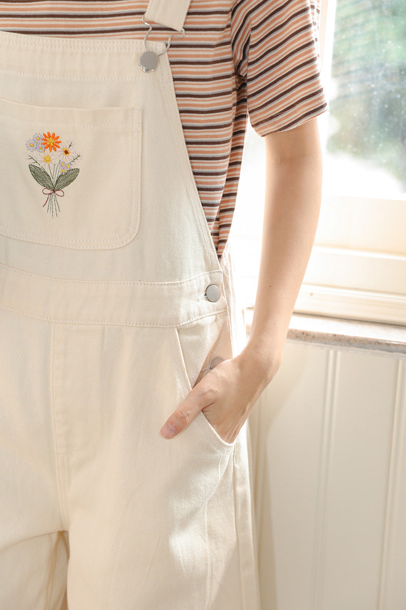 Flower Bouquet Short Overalls