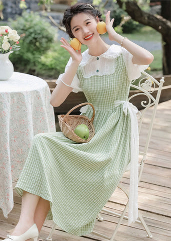 Gingham-Picknick-Zweiteilerkleid