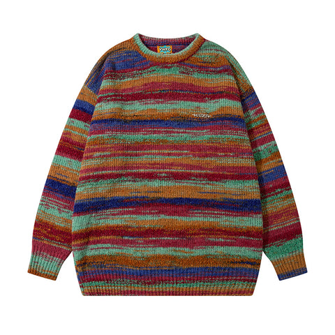 Vintage Color Block Striped Knit Sweater