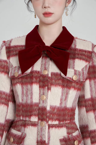Minivestido a cuadros con estampado de bastón de caramelo