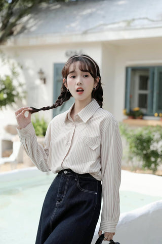 Boyfriend Stripe Button Up Shirt