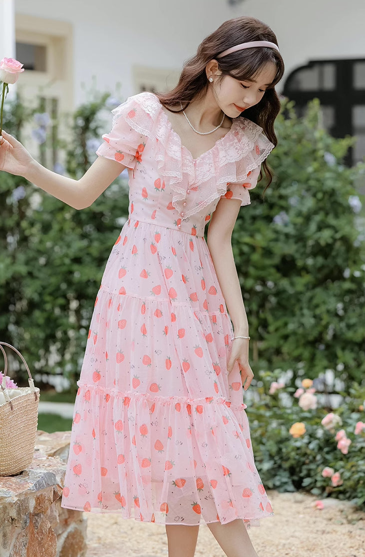 Strawberry Girl Midi Dress