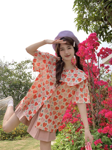 Painted Hearts Printed Blouse