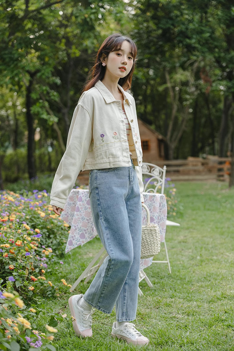 Personal Garden Embroidered Denim Jacket