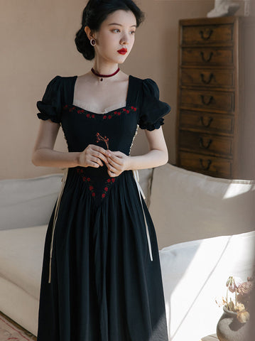 Onyx Rose Lace Up Dress